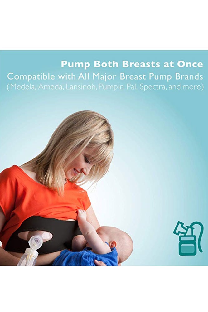 Breast Pump Strap Hands-Free Pumping & Nursing Bra in Black