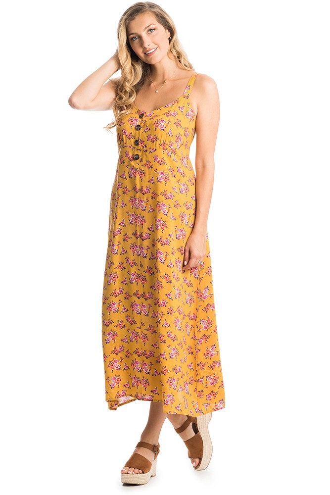 Savannna Maternity & Nursing Dress (Mustard Floral)