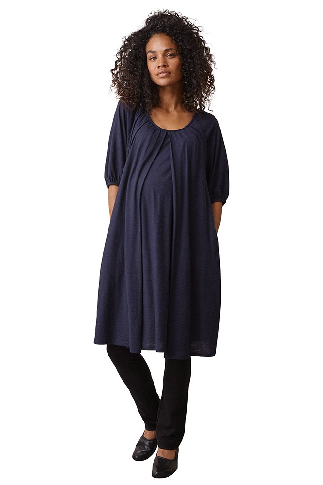 Boob Design Air Organic Short Sleeve Maternity & Nursing Dress (Midnight Blue)