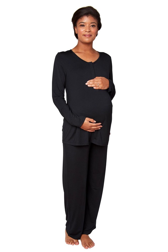 Magnetic Me™ Modal Woman's Magnetic Maternity & Nursing 2 pc. PJ Set (Onyx)