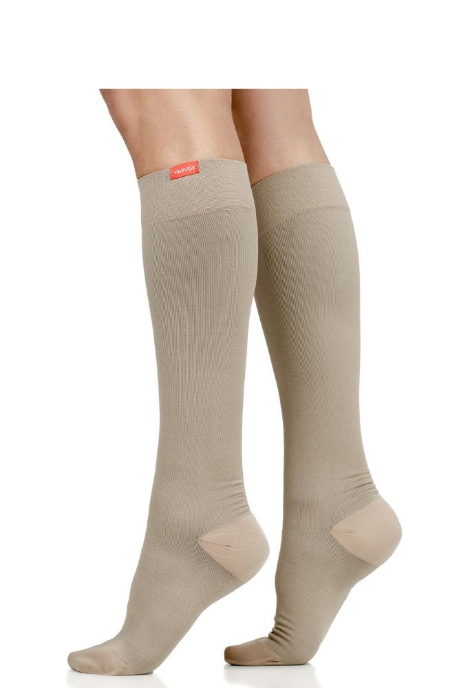 Vim & Vigr 15-20 mmHg Compression Socks - Moisture-Wick Nylon (Cashew)