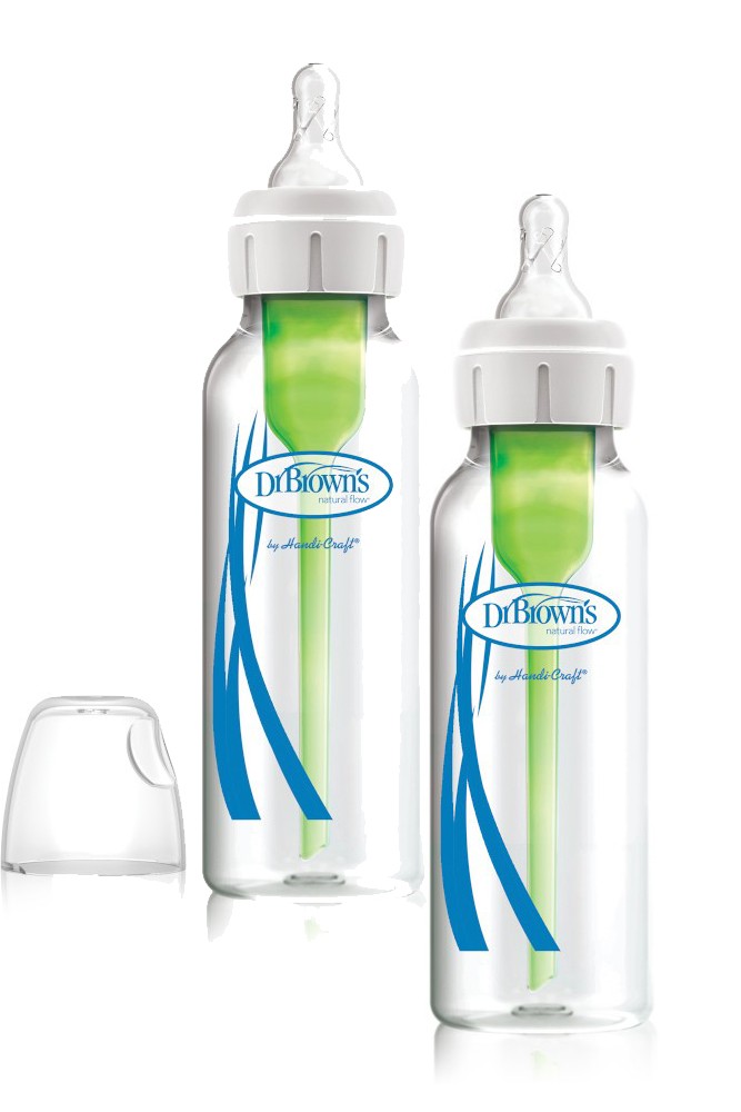 Dr Brown's Anti-Colic Options+ GLASS Narrow Baby Bottles 8 oz/250 ml 2-Pack