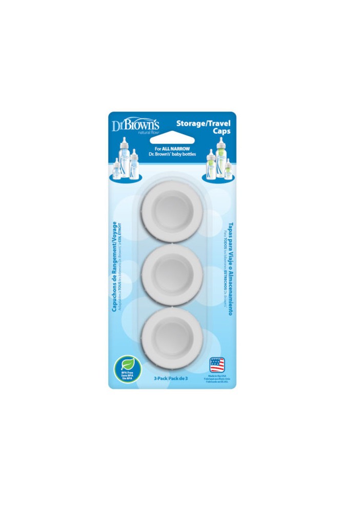 Dr Brown's Storage Travel Narrow Baby Bottle Caps 3-Pack