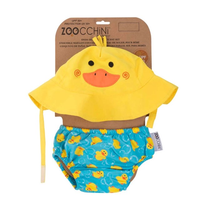 ZOOCCHINI- Swim Diaper & Sun Hat Set with UPF50+ (Puddles the Duck)