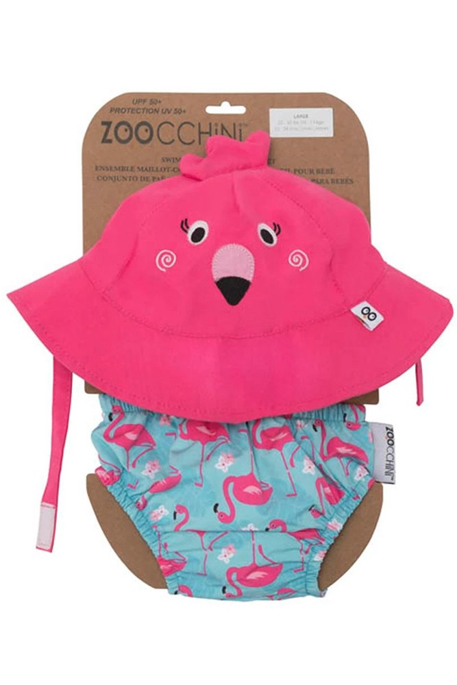 Zoocchini - Swim Diaper & Sun Hat Set with UPF50+ (Franny the Flamingo)
