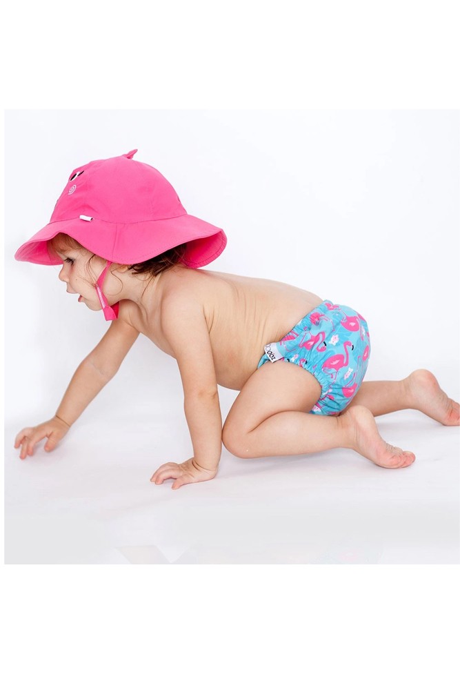 Zoocchini Swim Diaper Sun Hat Set With Upf50 In Franny The Flamingo