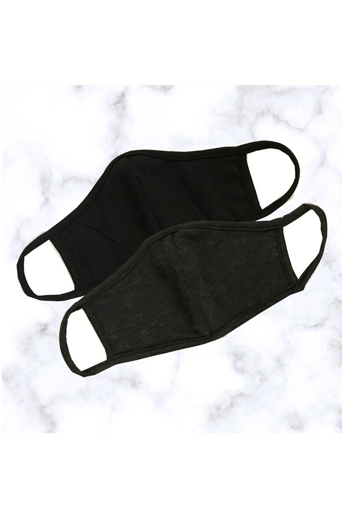 Adult Solid Cotton Double Layer Face Mask- 2-pack (Black and Charcoal)