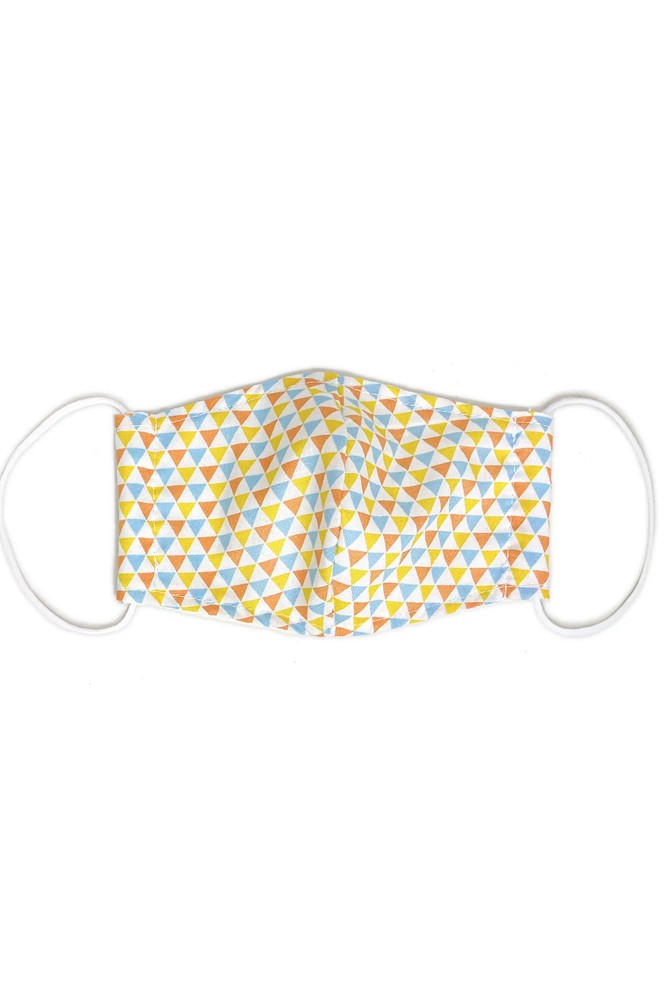 Kids Organic Cotton Lined Adjustable Face Masks (Triangle Print)