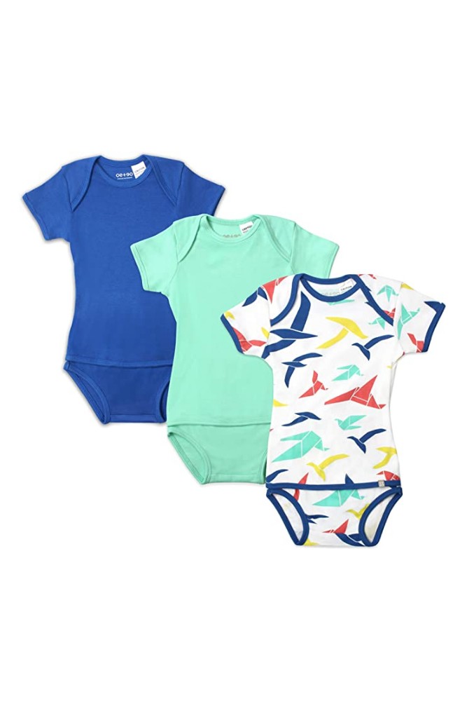 OETEO Easy-to-Wear Baby Onesies with No Snaps Bodysuits - 3 piece set (Origami)