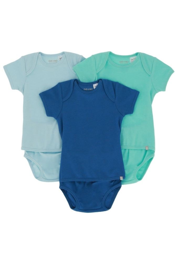 OETEO Easy-to-Wear Baby Onesies with No Snaps Bodysuits - 3 piece set (Blue)