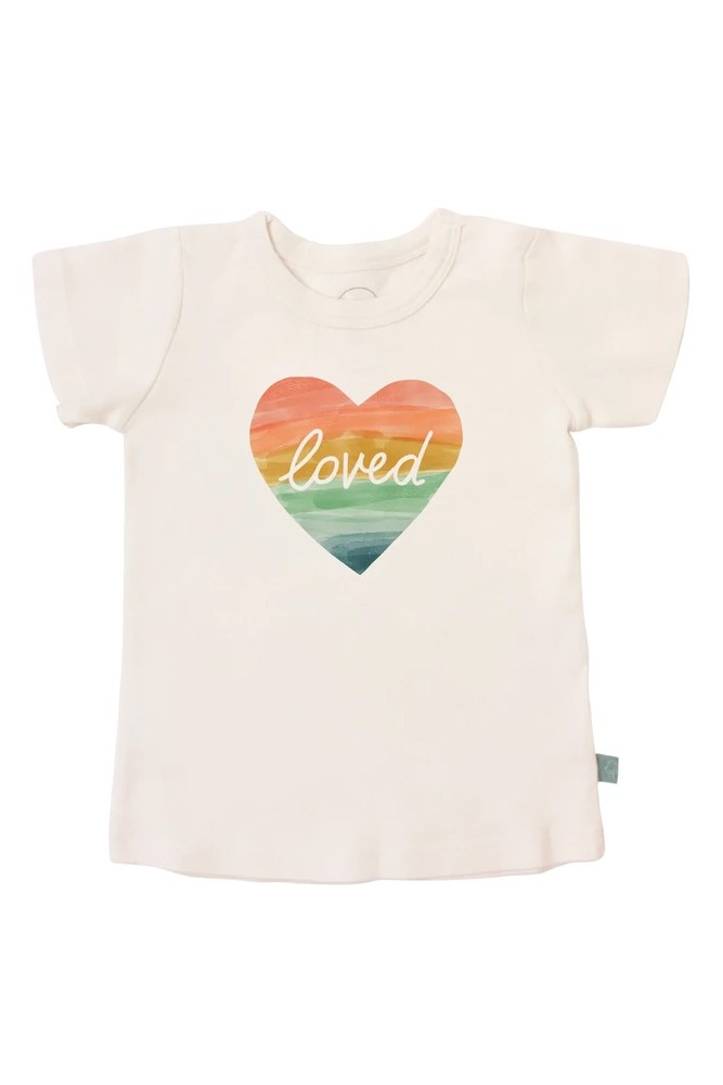 Finn + Emma Organic Cotton Graphic Tee (Loved Rainbow Heart)