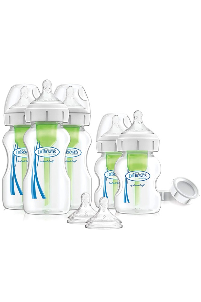 Dr Brown's Anti-Colic Options+ Wide-Neck Baby Bottles Newborn Feeding Set