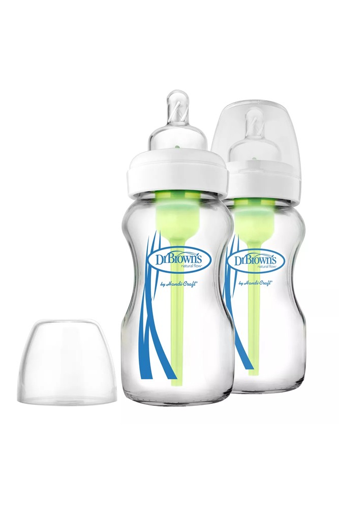 Dr Browns Anti-Colic Options+ GLASS Wide Neck Baby Bottles 9 oz/270 ml 2-Pack