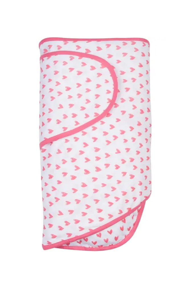 The Original Miracle Blanket Newborn Baby Swaddle (Coral Hearts)