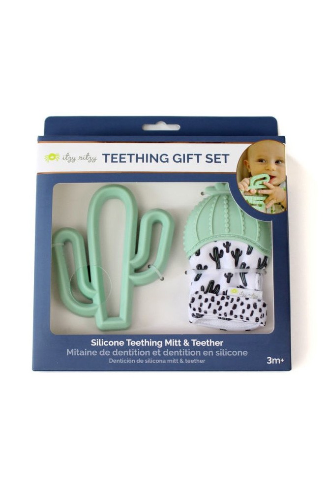 Itzy Ritzy Silicone Teething Mitt & Teether Baby Gift Set (Cactus)