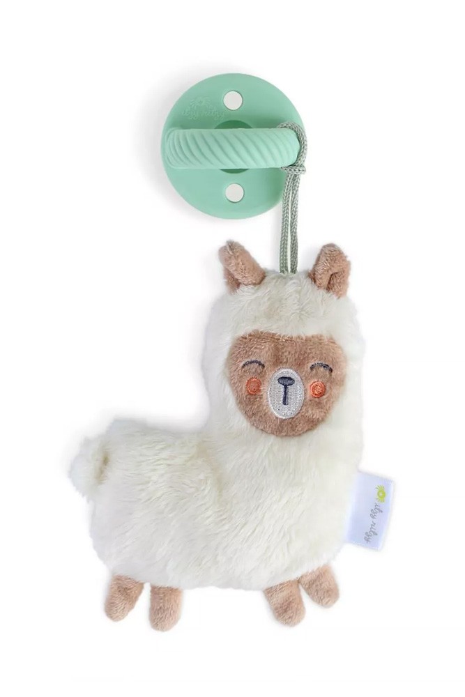 Itzy Ritzy Sweetie Pal Plush & Silicone Pacifier Set (Llama + Mint Cable)