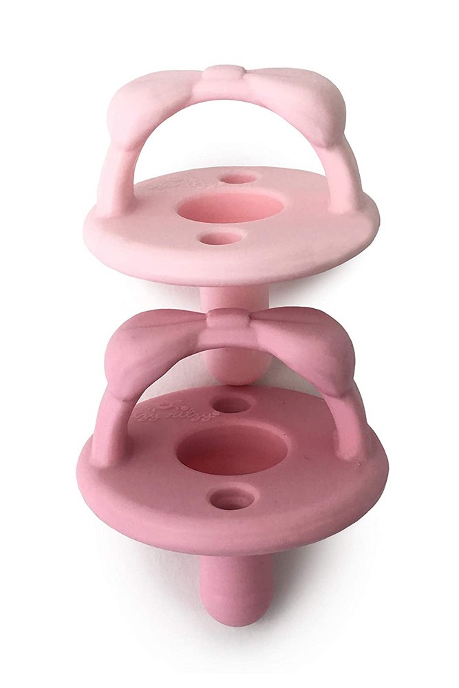 Itzy Ritzy Sweetie Soother Silicone Pacifier Set (2-Pack) (Pink Bows)