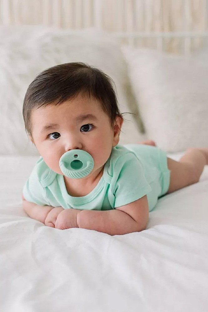 Itzy Ritzy Sweetie Soother Silicone Pacifier Set 2 Pack In Mint White Cables