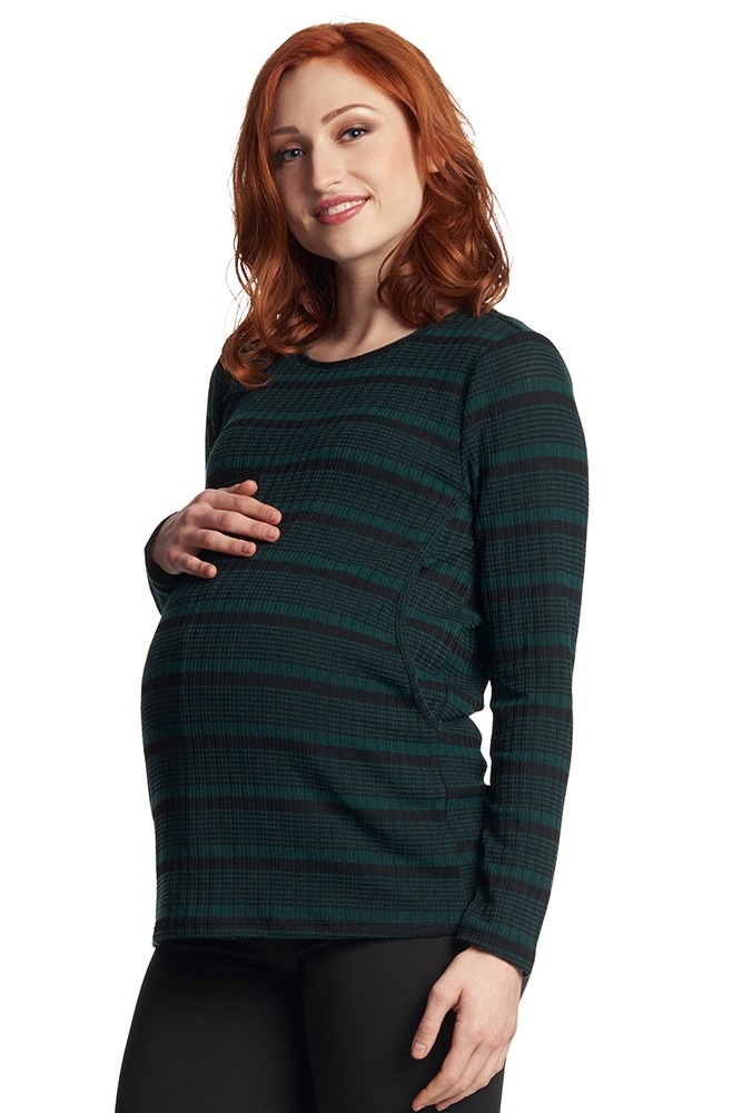 Ashley Maternity & Nursing Sweater (Hunter Stripe)