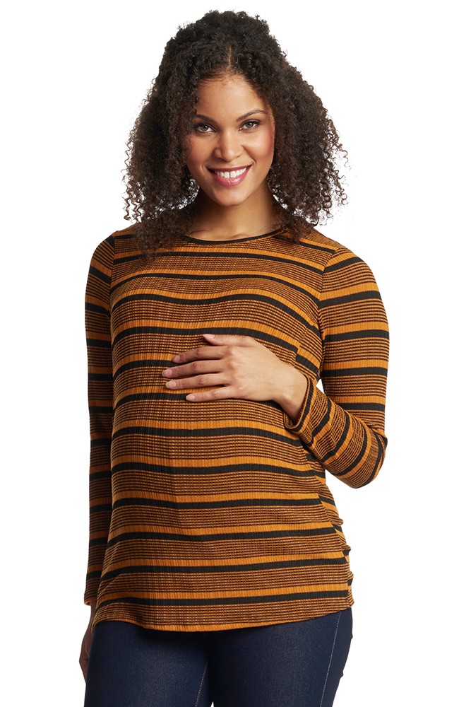 Ashley Maternity & Nursing Sweater (Mustard Stripe)