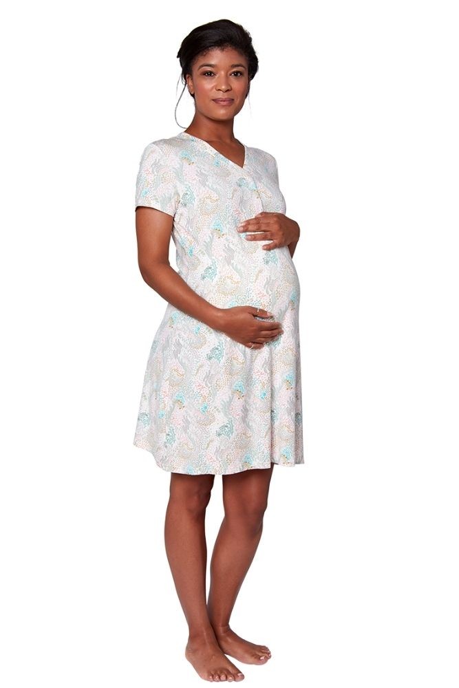 Belabumbum Women's Maternity Starlit and Nursing Ruffle Chemise