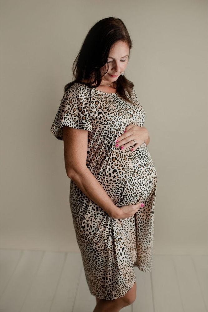 Three Little Tots Mommy Labor & Delivery Nursing Gown (Leopard)