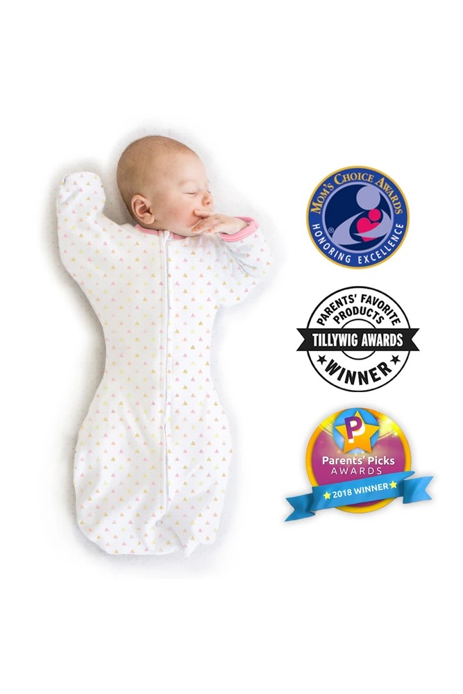 SwaddleDesigns Transitional Swaddle Sack (Pink Tiny Triangle Shimmer)