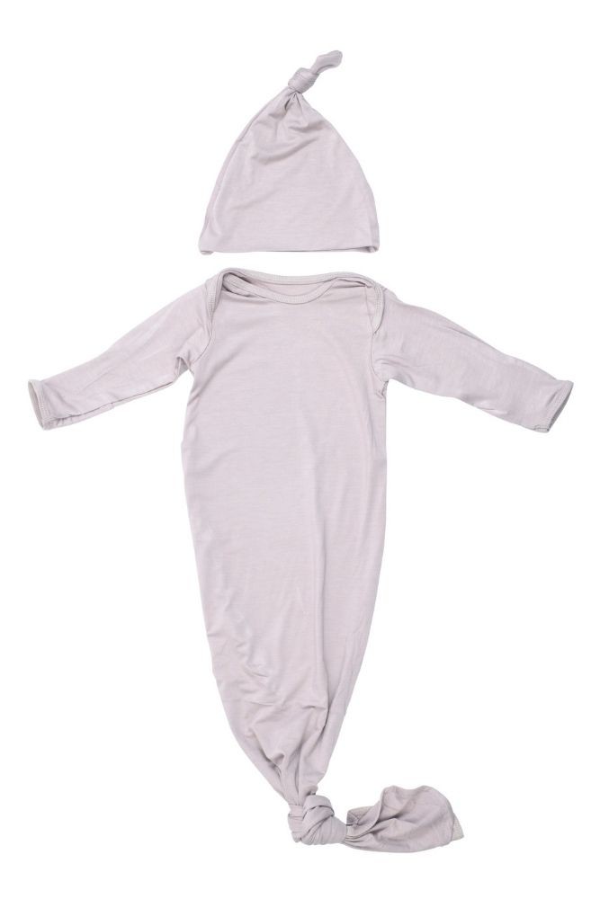 Three Little Tots Knotted Baby Gown & Hat (Harbor Mist)