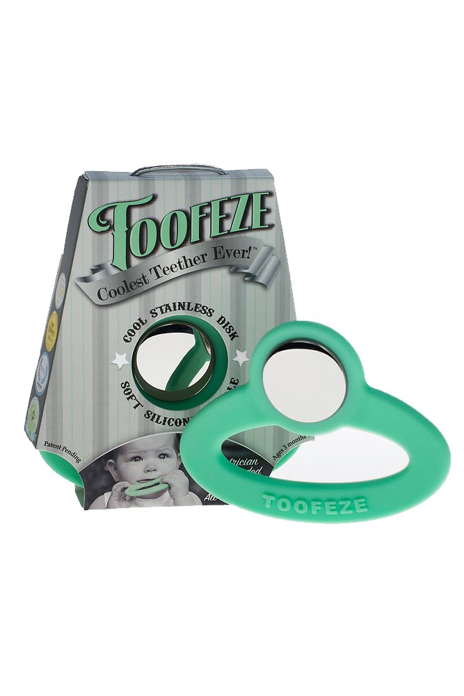 Toofeze Natural Stainless Steel & Silicone Baby Teether (Mint Green)