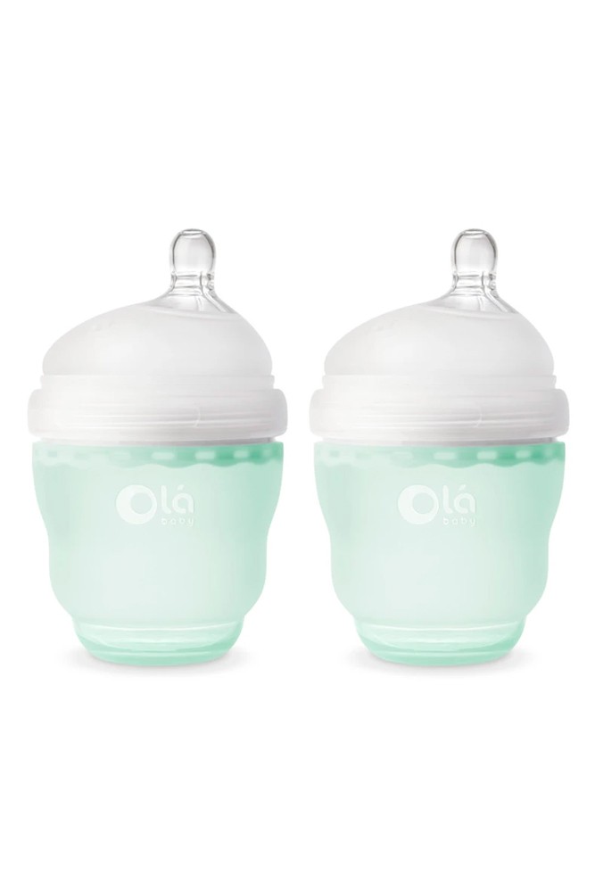 Olababy Gentle Bottle Silicone Baby Bottle 4 oz - 2 Pack (Mint)