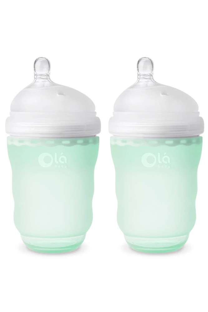 Olababy Gentle Bottle Silicone Baby Bottle 8 oz - 2 Pack (Mint)