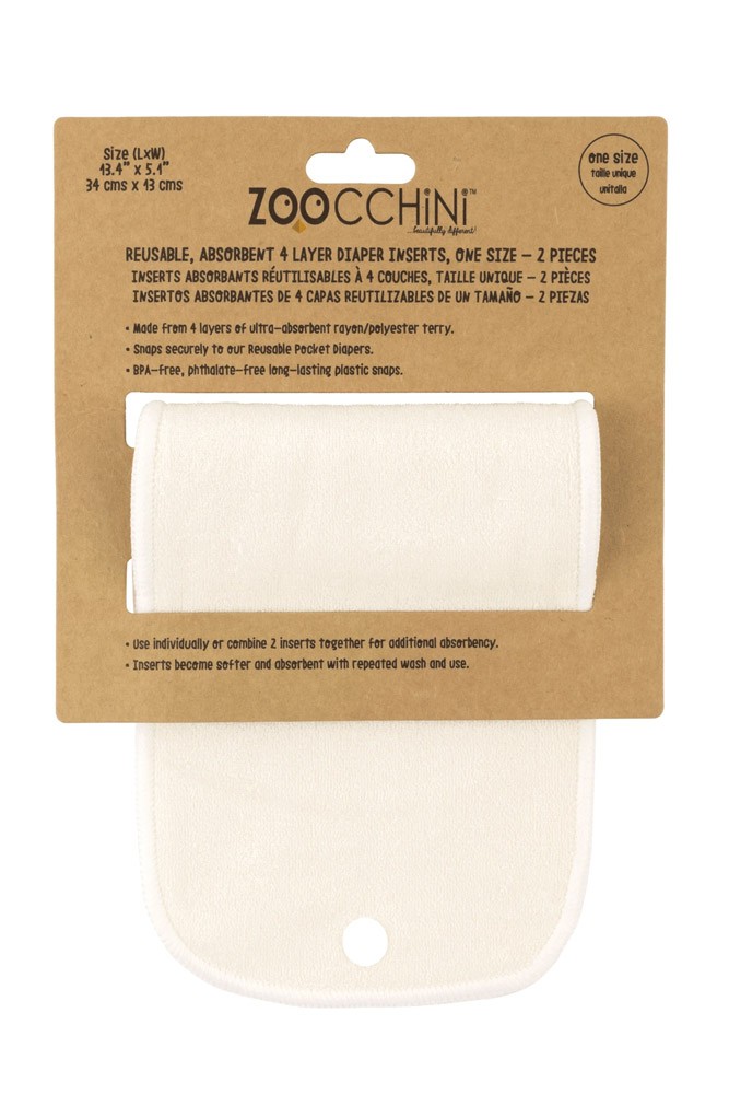 ZOOCCHINI 2-pack Reusable Absorbent 4 Layer Diaper Inserts (Natural)