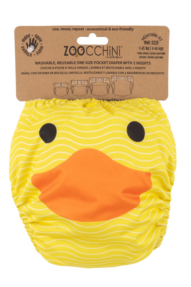 ZOOCCHINI One-Size Pocket Cloth Diaper with 2 inserts (Duck)