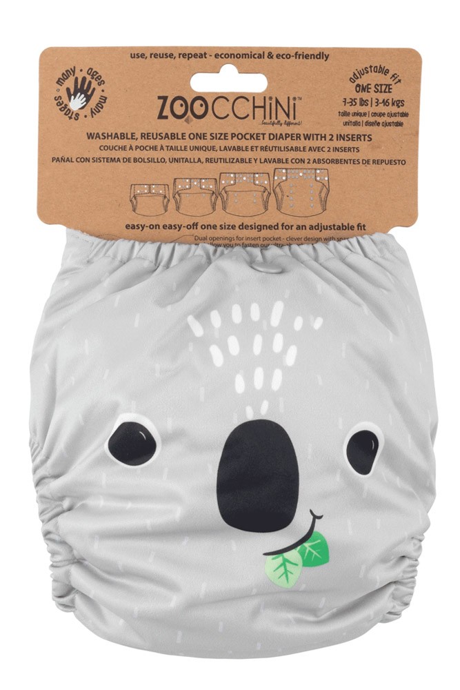 ZOOCCHINI One-Size Pocket Cloth Diaper with 2 inserts (Koala)