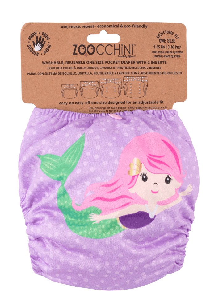ZOOCCHINI One-Size Pocket Cloth Diaper with 2 inserts (Mermaid)