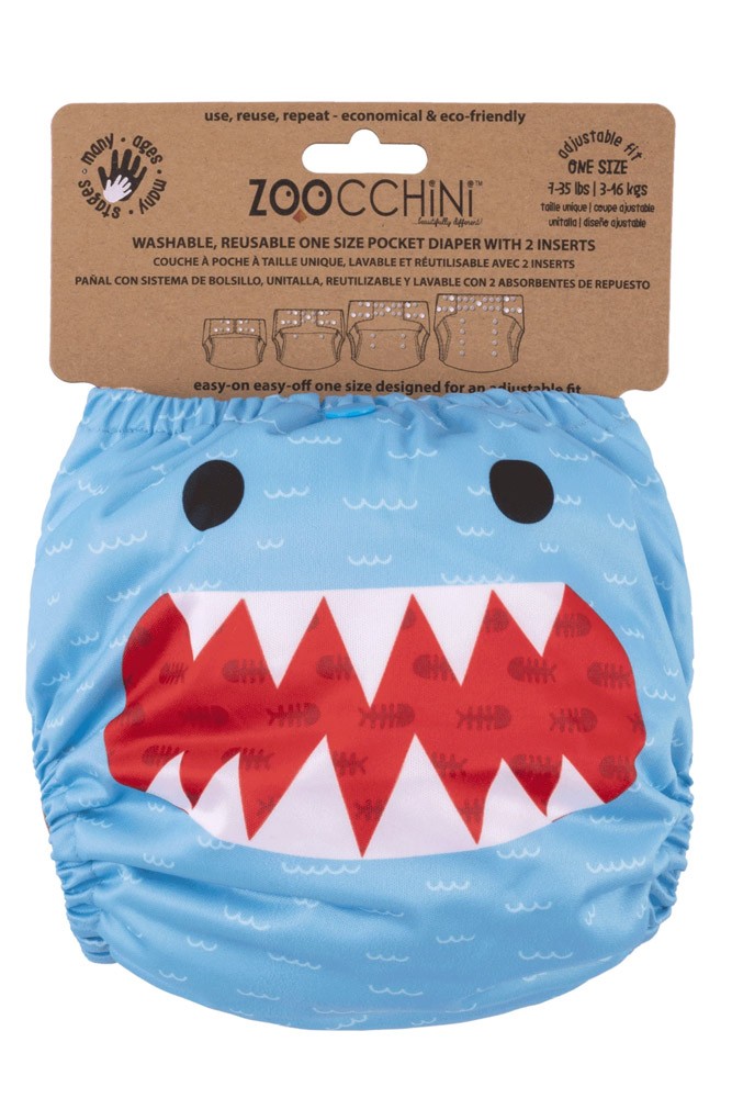 ZOOCCHINI One-Size Pocket Cloth Diaper with 2 inserts (Shark)