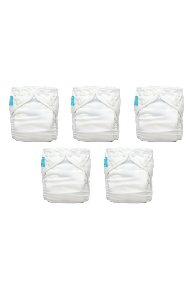 Charlie Banana® 2-in-1 Reusable One Size Diapers Hybrid AlO- 5-pack (All White)
