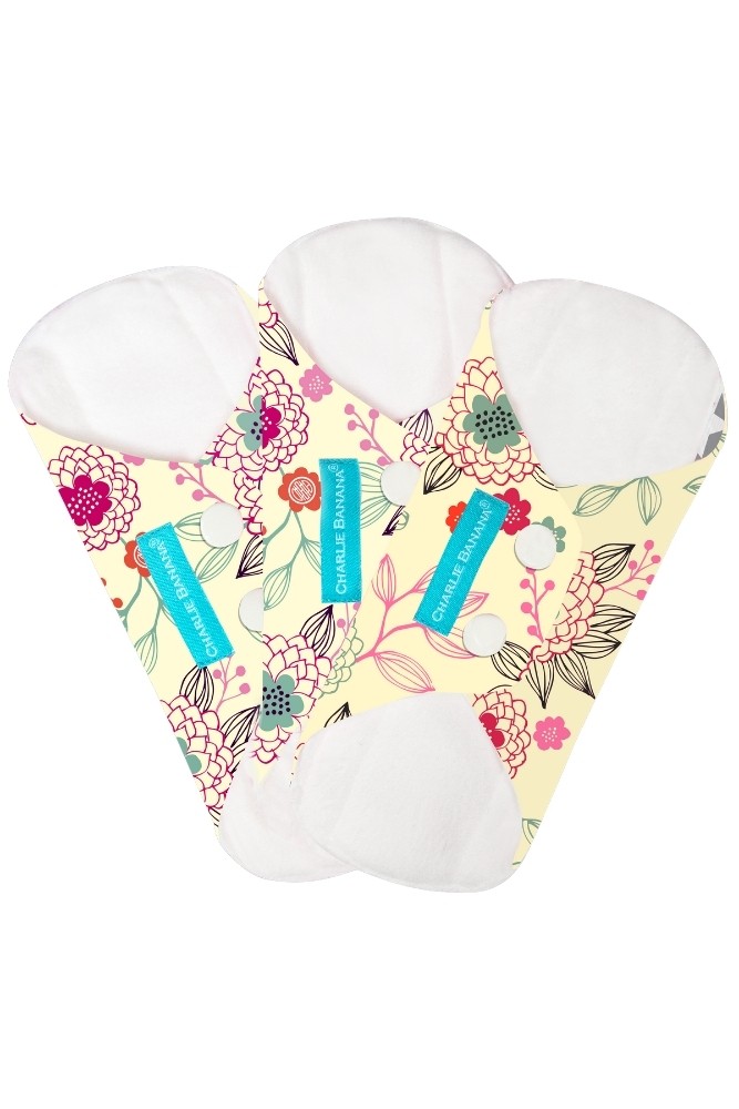 Charlie Banana® Reusable Feminine Liner Pads - 3-pack (Peony Blossom)