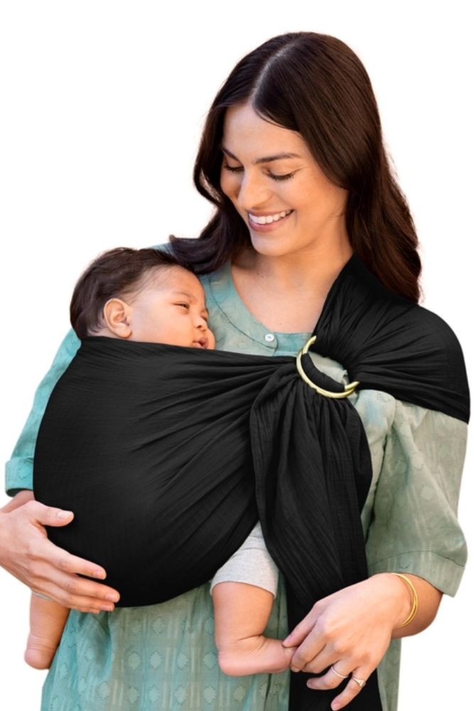 Moby Ring Sling- Double Gauze (Black)