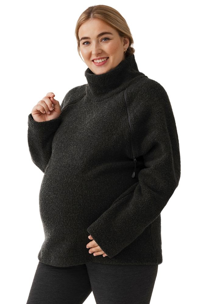 Boob Design Recycled Wool Pile Nursing Sweater (Almost Black)