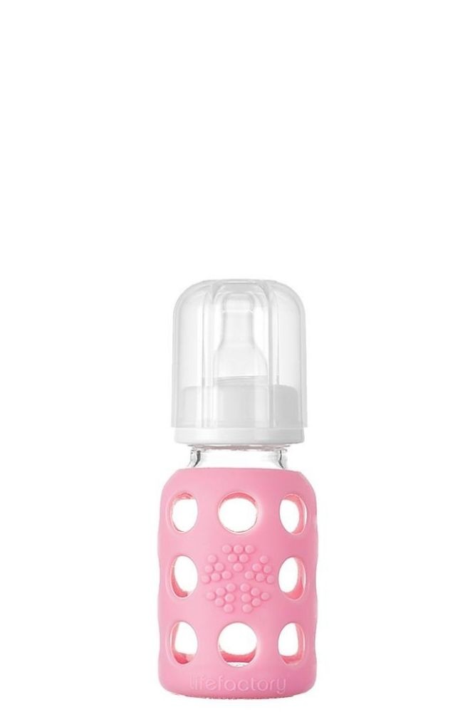 Lifefactory Glass Baby Bottle 4 oz (Pink)
