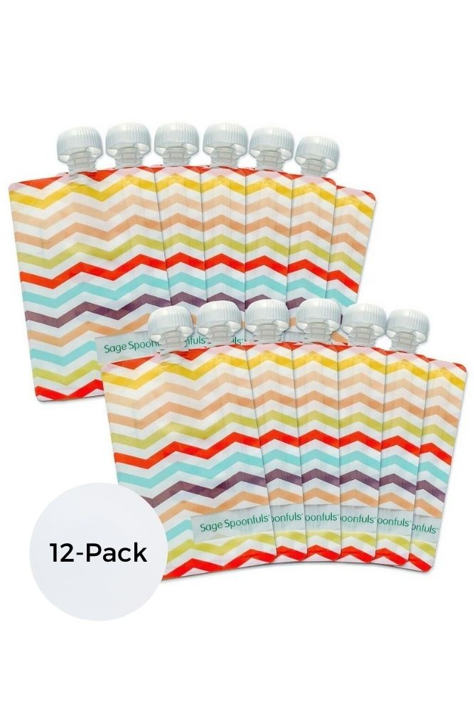 Sage Spoonfuls Reusable Baby Food Pouches 12 pack (Chevron)
