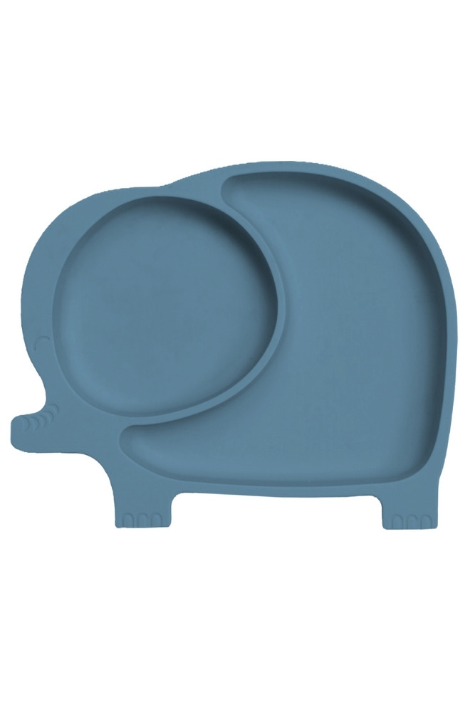Sage Spoonfuls Sili Elephant Divided Suction Silicone Plate (Gray)