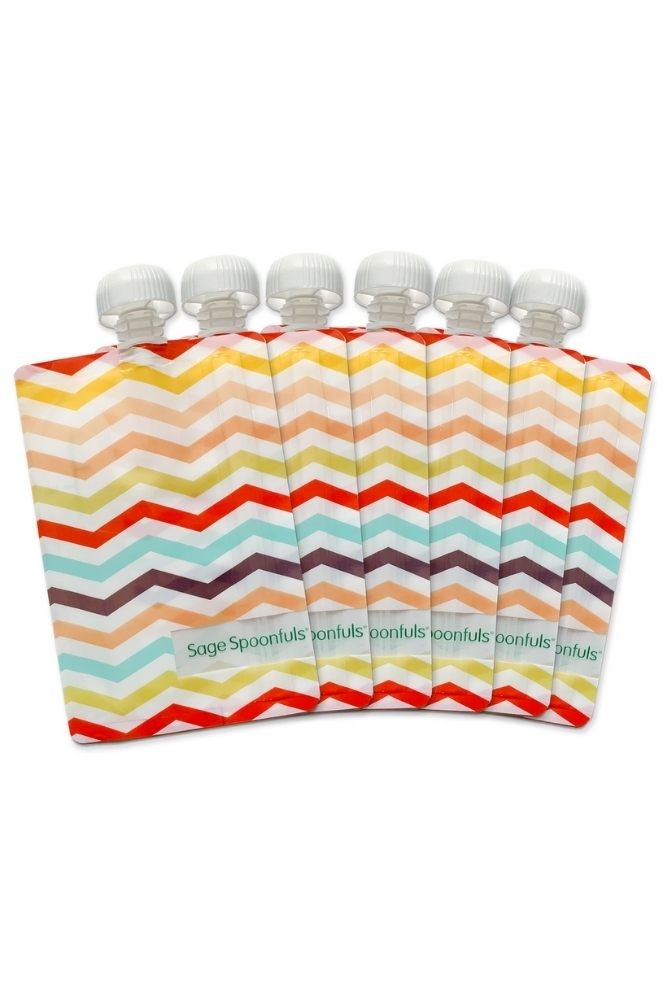 Sage Spoonfuls Squeezie Reusable Baby Food Pouches 6-pack (Chevron)