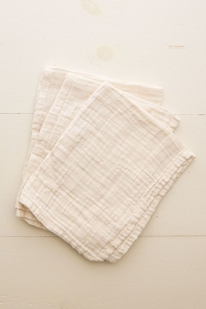 Blaynk Undyed Organic Cotton Burp Cloths - Set of 3 (Undyed)