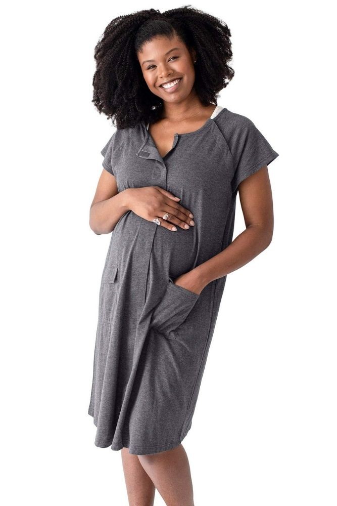 Kindred Bravely Labor, Delivery & Nursing Gown (Grey Heather)