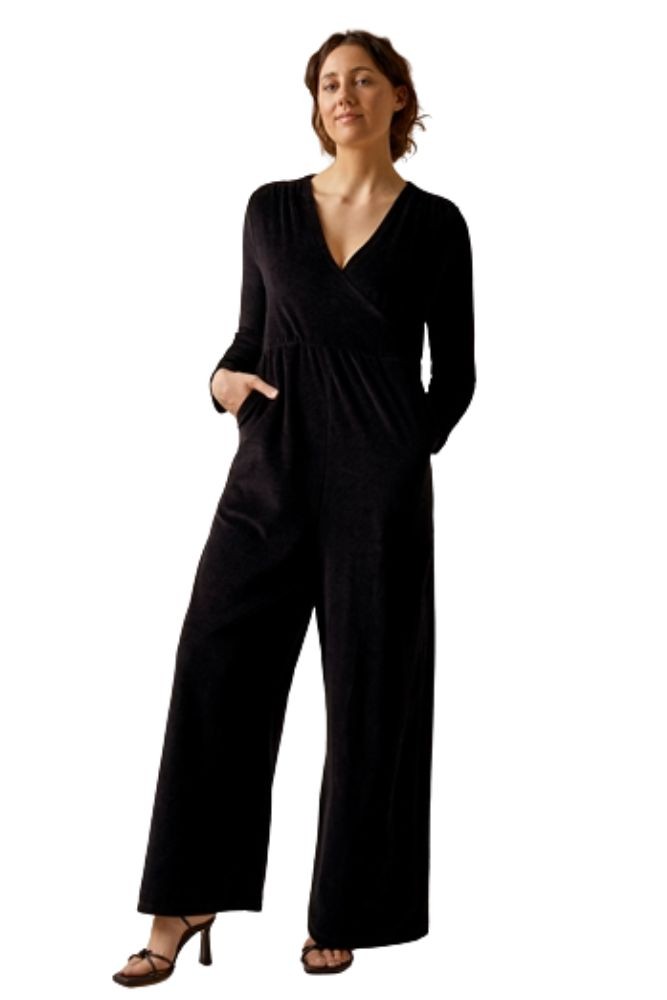Boob Design Organic Cotton Velour Nursing Jumpsuit (Black)