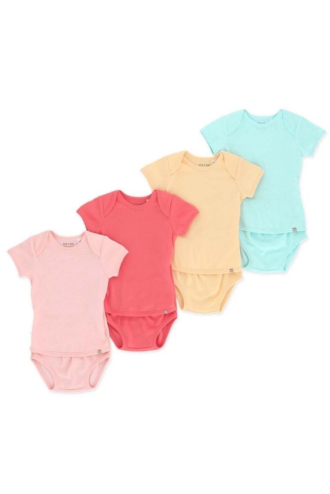OETEO Easy-to-Wear Baby Onesies with No Snaps Bodysuits - 4 piece set (Endless Sunset)