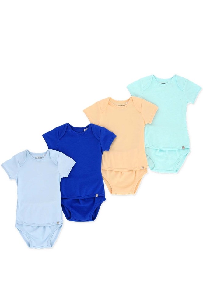 OETEO Easy-to-Wear Baby Onesies with No Snaps Bodysuits - 4 piece set (Pacific Coast)