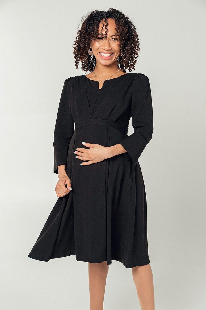 Sarah TENCEL Empire Maternity & Nursing Dress (Black)